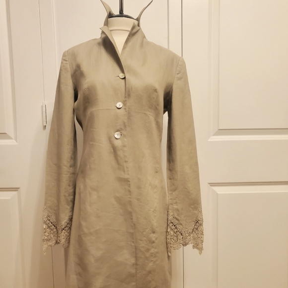 Linen light coat long jacket size 8 - Picture 2 of 8